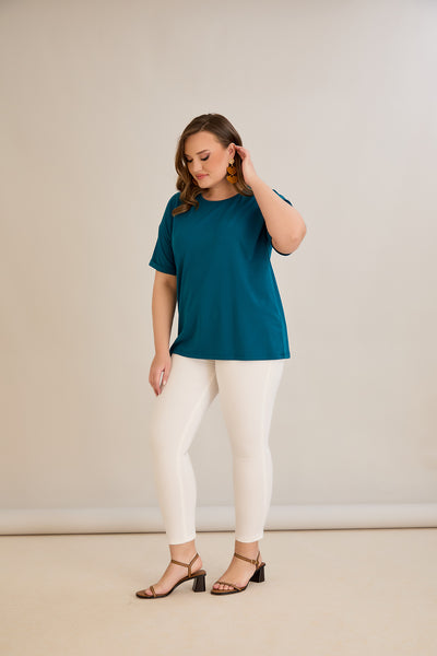 Tricou marime mare din bumbac Clasic - albastru