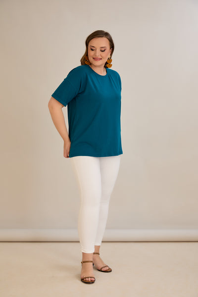 Tricou marime mare din bumbac Clasic - albastru