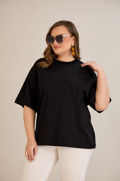 Tricou marime mare supradimensionat din bumbac (100%) - negru 10355