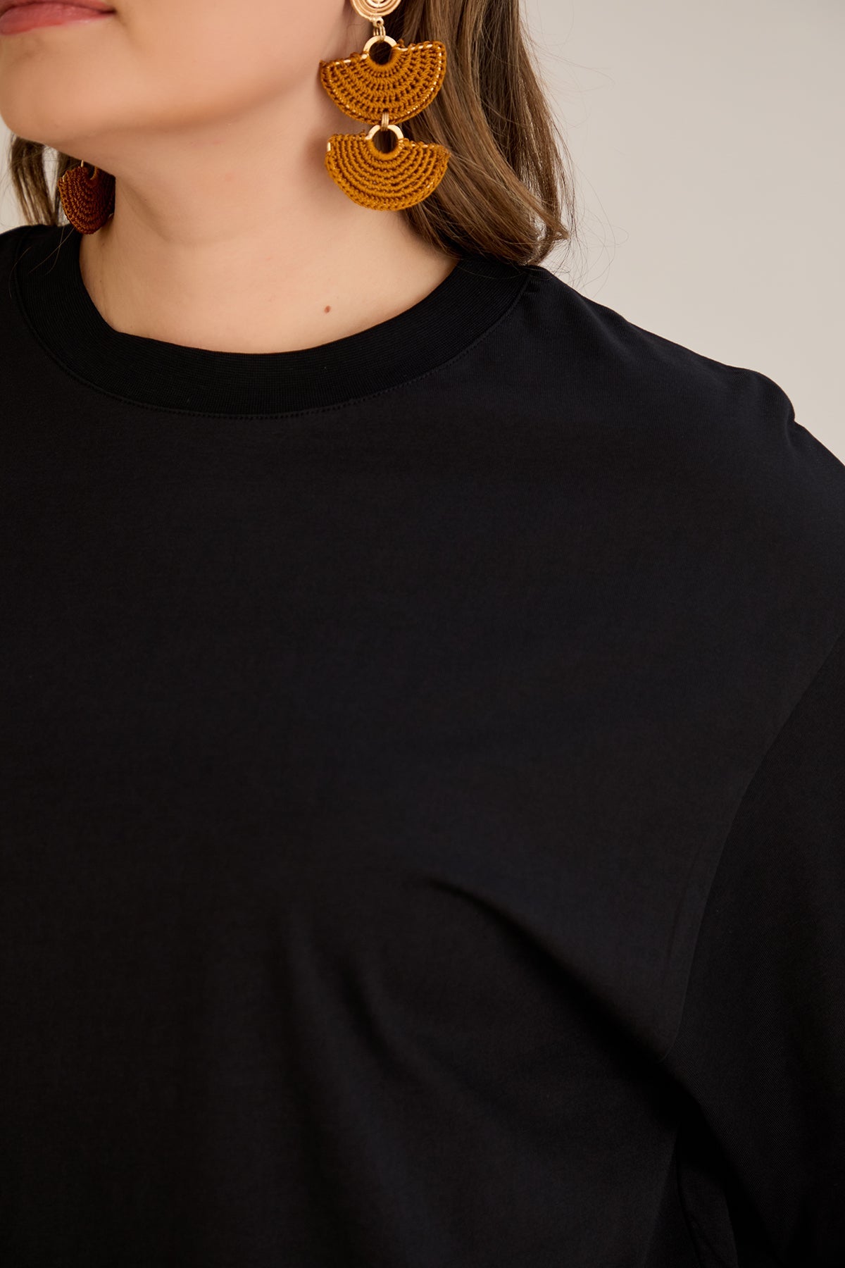 Tricou marime mare supradimensionat din bumbac (100%) - negru 10355