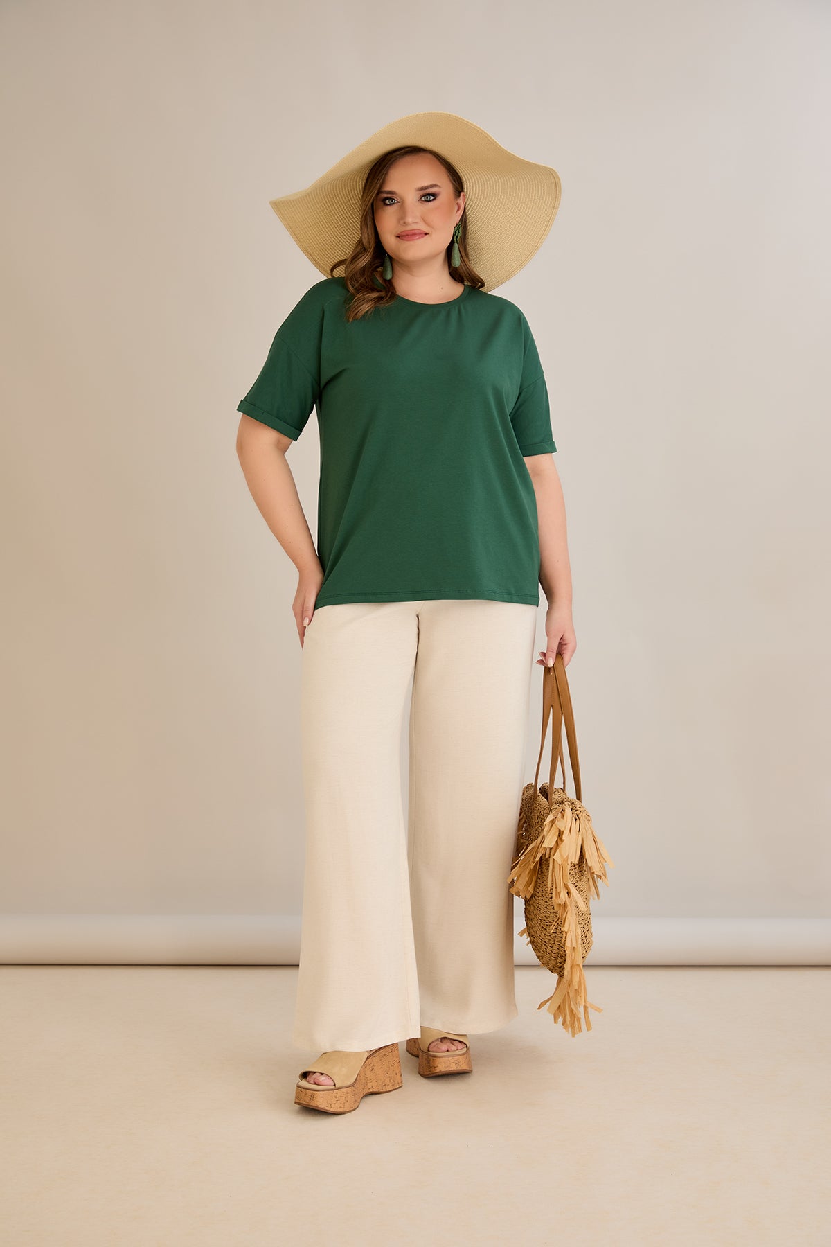 Tricou marime mare din bumbac Clasic - verde