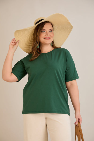 Tricou marime mare din bumbac Clasic - verde