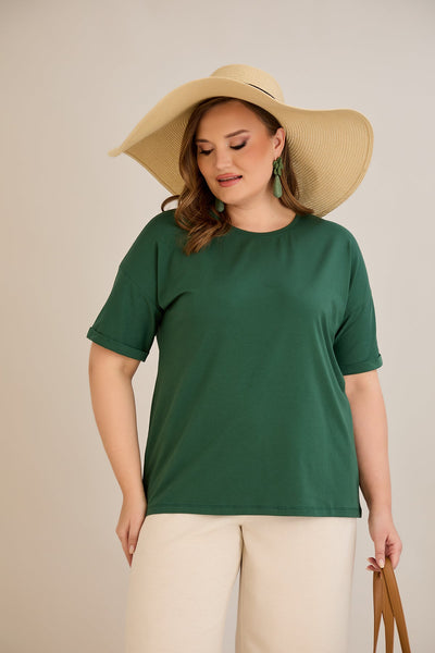 Tricou marime mare din bumbac Clasic - verde