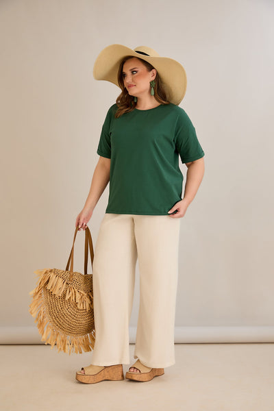 Tricou marime mare din bumbac Clasic - verde