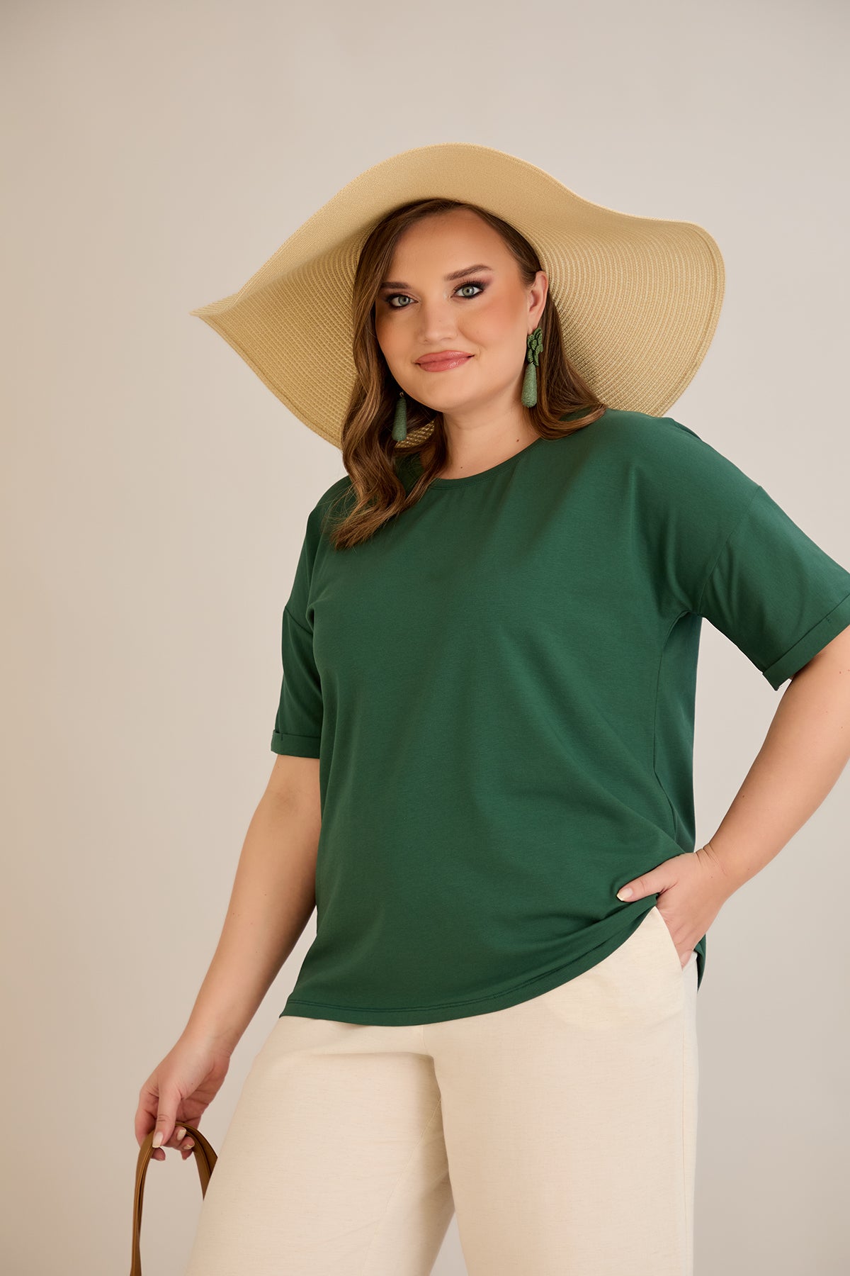 Tricou marime mare din bumbac Clasic - verde