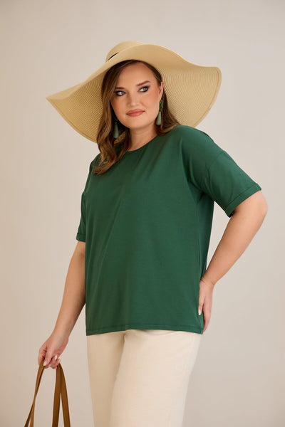 Tricou marime mare din bumbac Clasic - verde