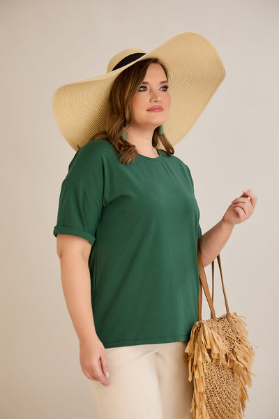 Tricou marime mare din bumbac Clasic - verde