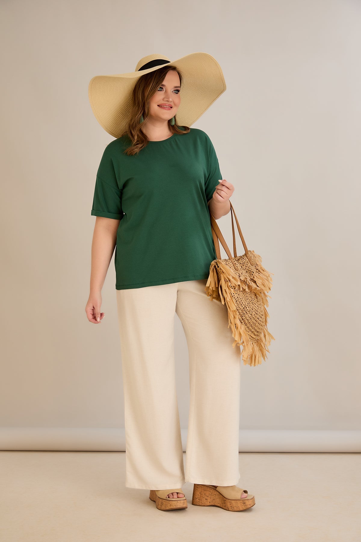 Tricou marime mare din bumbac Clasic - verde
