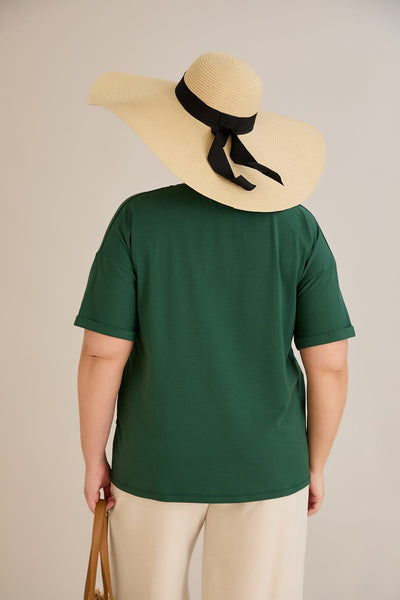Tricou marime mare din bumbac Clasic - verde