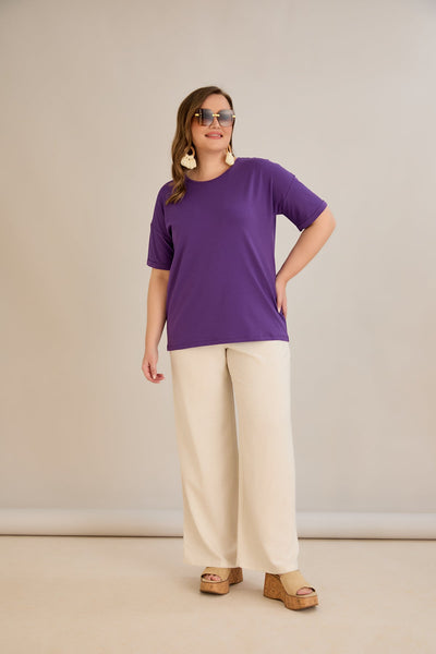 Tricou marime mare din bumbac Clasic - mov