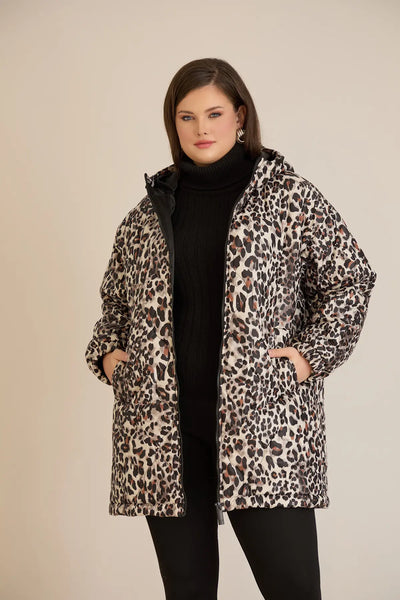 Geacă mărime mare de toamnă cu imprimeu leopard