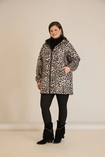 Geacă mărime mare de toamnă cu imprimeu leopard