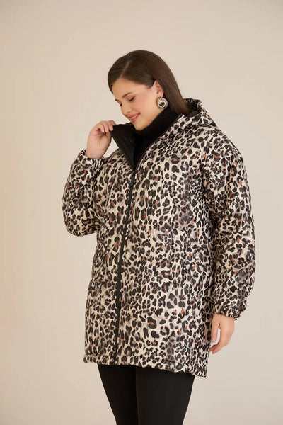 Geacă mărime mare de toamnă cu imprimeu leopard