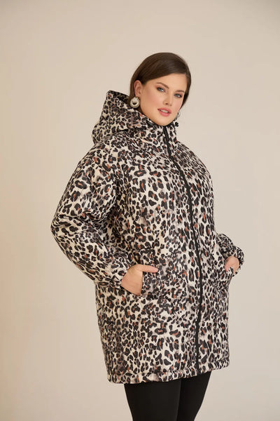 Geacă mărime mare de toamnă cu imprimeu leopard