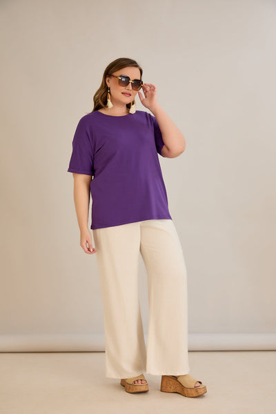 Tricou marime mare din bumbac Clasic - mov