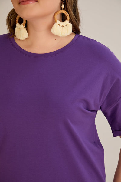 Tricou marime mare din bumbac Clasic - mov