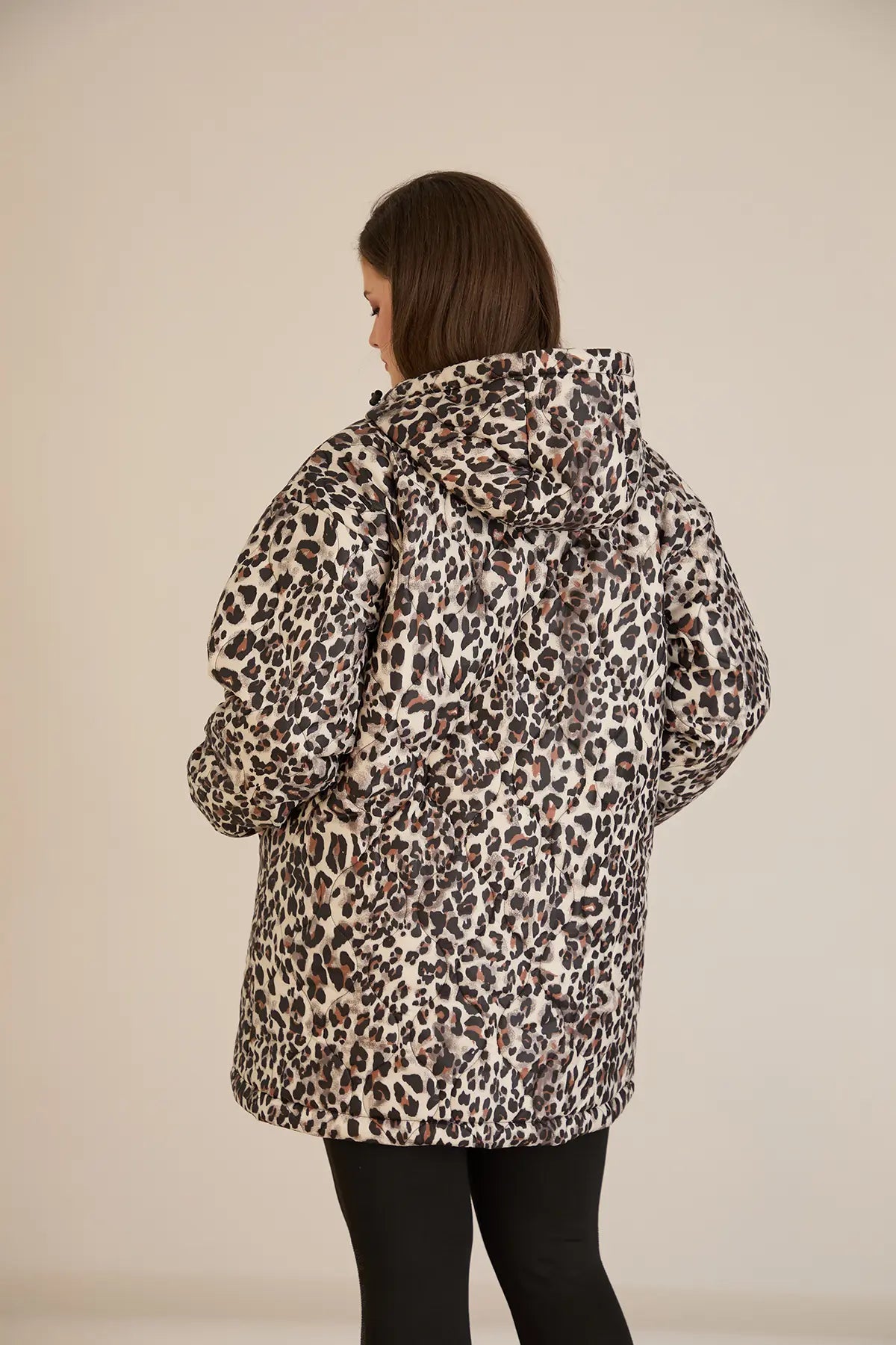 Geacă mărime mare de toamnă cu imprimeu leopard
