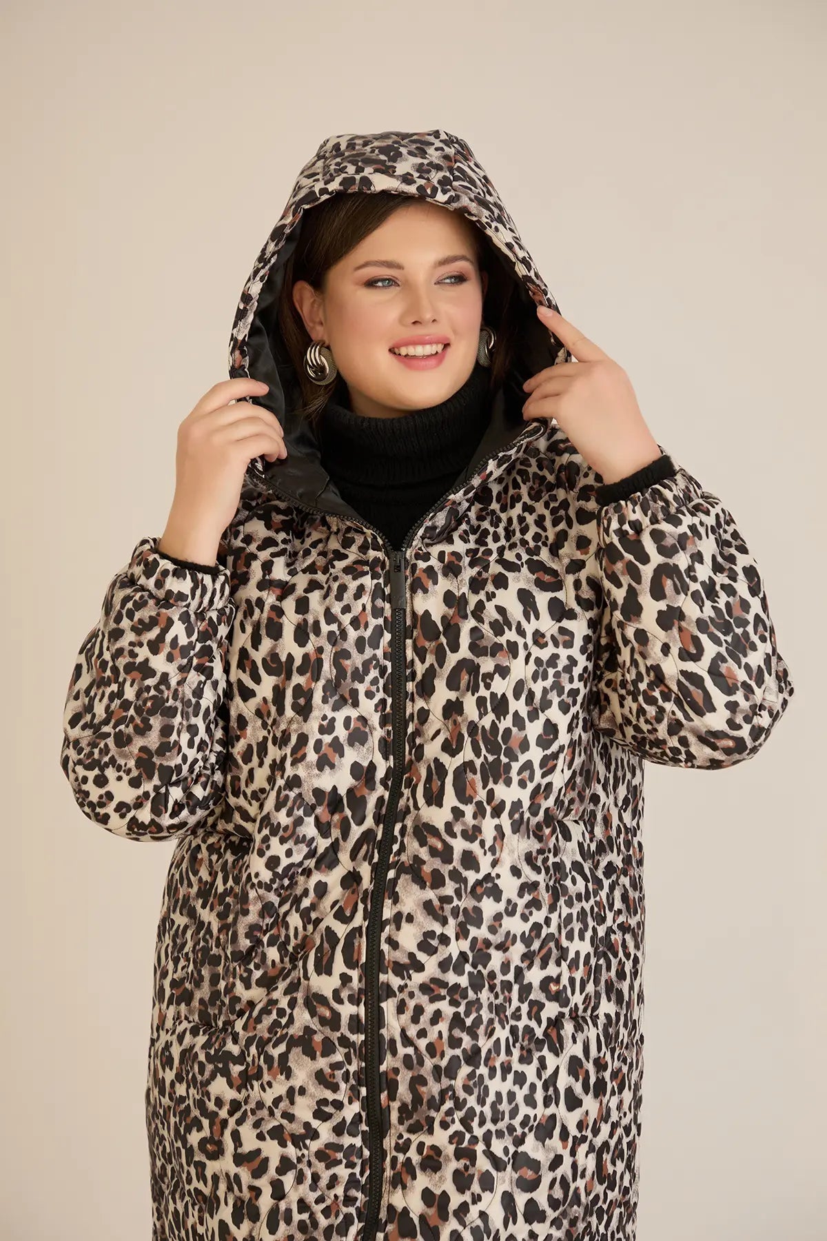 Geacă mărime mare de toamnă cu imprimeu leopard