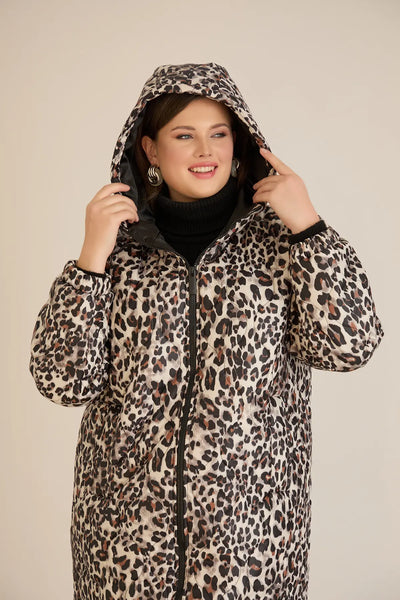 Geacă mărime mare de toamnă cu imprimeu leopard