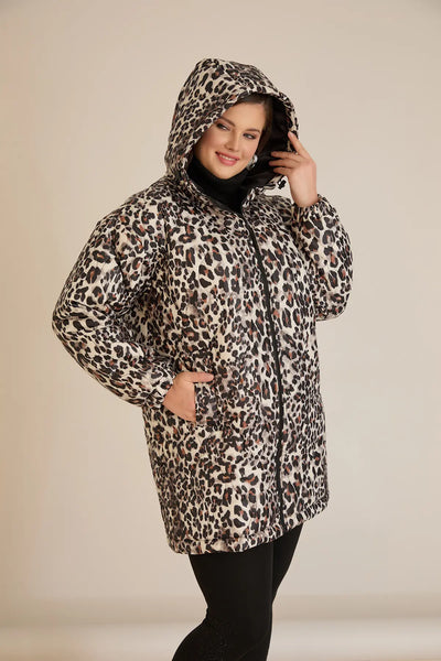 Geacă mărime mare de toamnă cu imprimeu leopard