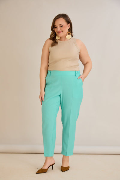 Pantaloni marimi mari elastici de vara - aqua