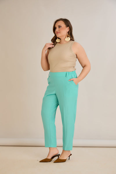 Pantaloni marimi mari elastici de vara - aqua