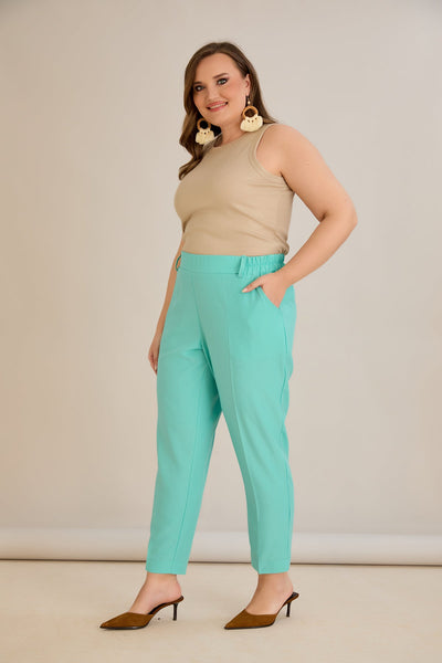 Pantaloni marimi mari elastici de vara - aqua