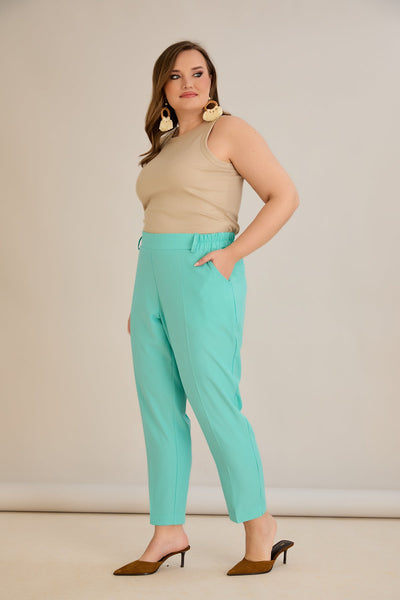 Pantaloni marimi mari elastici de vara - aqua