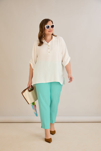 Pantaloni marimi mari elastici de vara - aqua