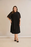 Rochie festivă mărime mare din șifon cu paiete – negru