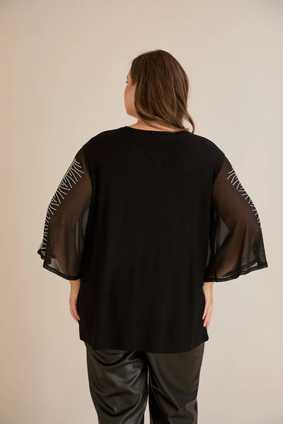 Tunicӑ mărime mare elegantă cu mâneci din șifon și aplicații cu pietricele