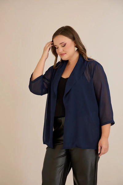 Pelerină festivă mărime mare din șifon – bleumarin