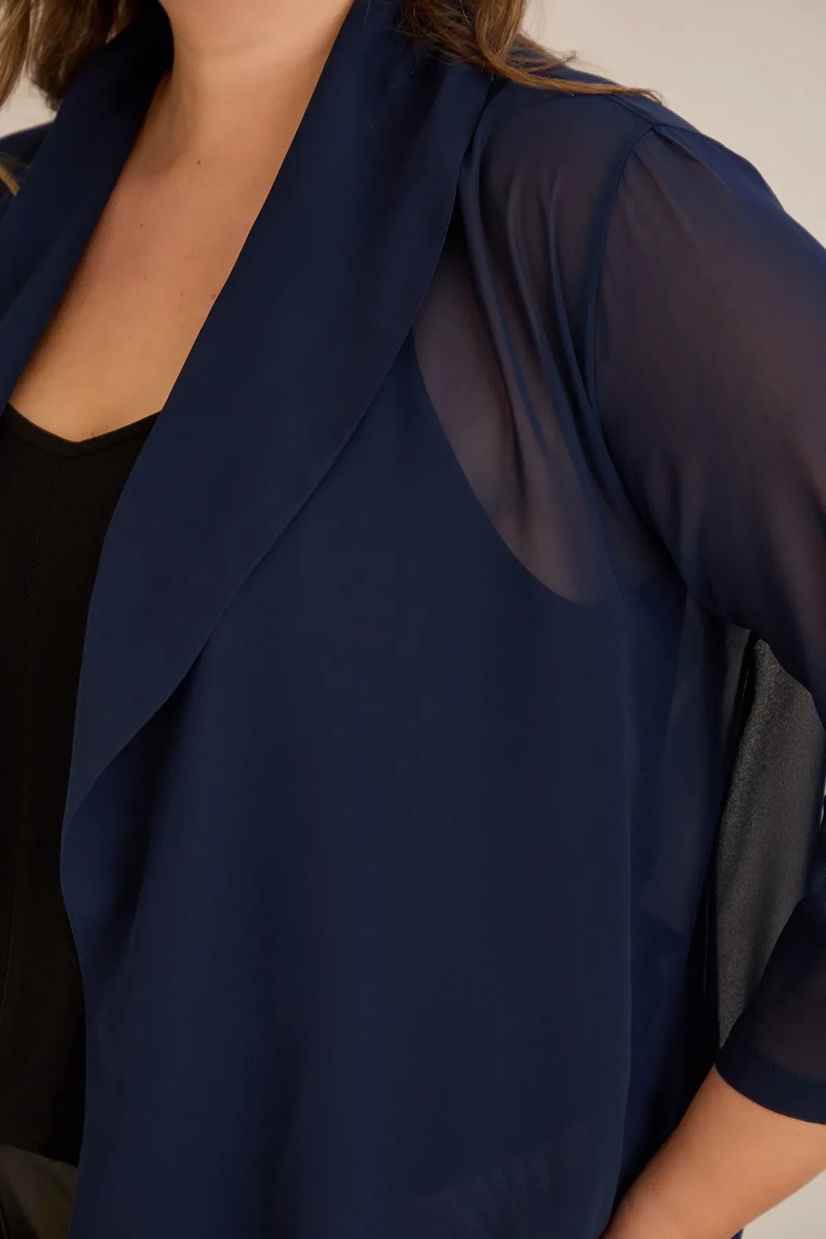 Pelerină festivă mărime mare din șifon – bleumarin