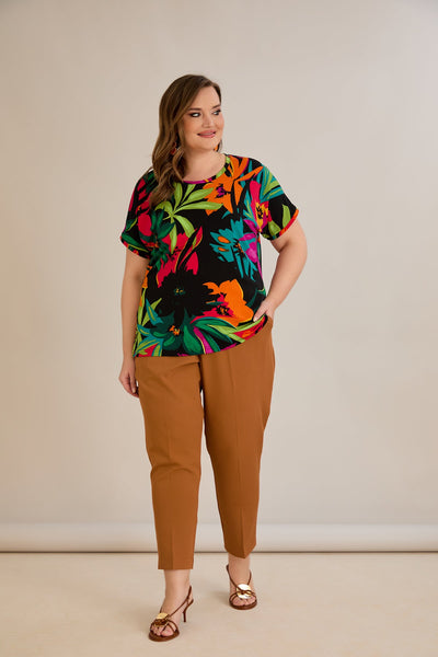 Pantaloni marimi mari elastici de vara - caramel