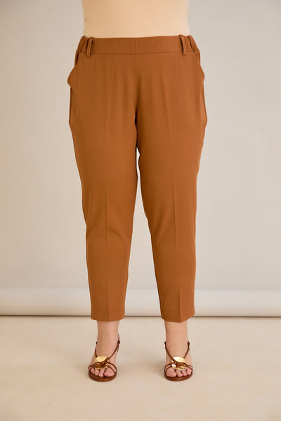 Pantaloni marimi mari elastici de vara - caramel