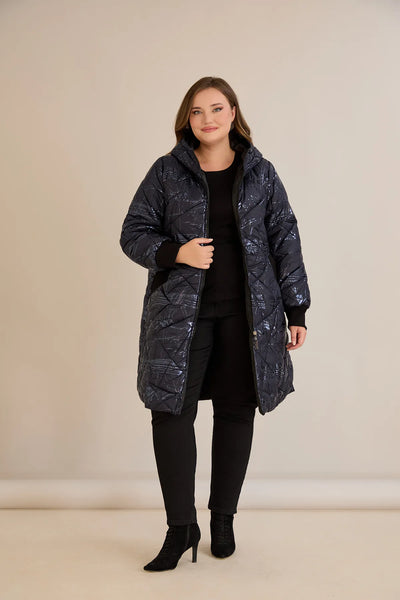 Geacă mărime mare matlasată cu croială în A – bleumarin