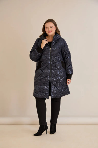 Geacă mărime mare matlasată cu croială în A – bleumarin