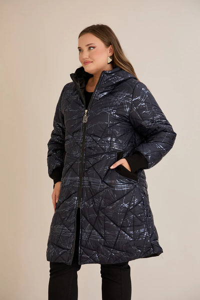 Geacă mărime mare matlasată cu croială în A – bleumarin