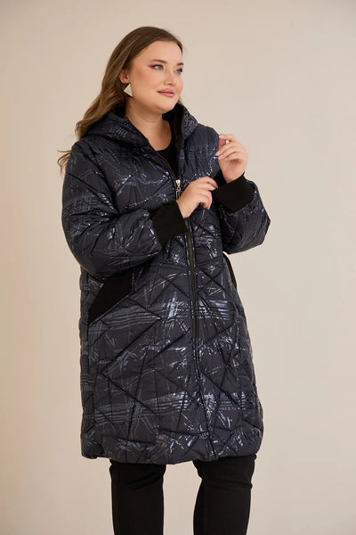 Geacă mărime mare matlasată cu croială în A – bleumarin