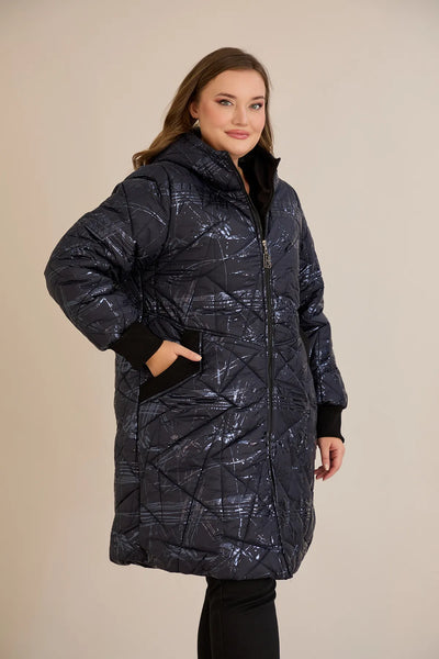 Geacă mărime mare matlasată cu croială în A – bleumarin