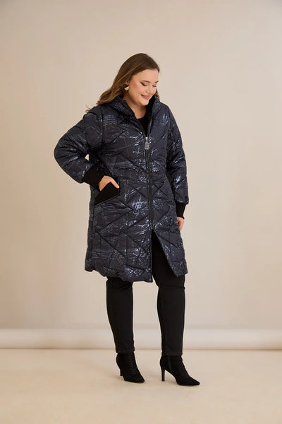 Geacă mărime mare matlasată cu croială în A – bleumarin