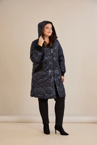 Geacă mărime mare matlasată cu croială în A – bleumarin