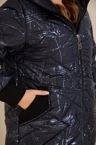 Geacă mărime mare matlasată cu croială în A – bleumarin