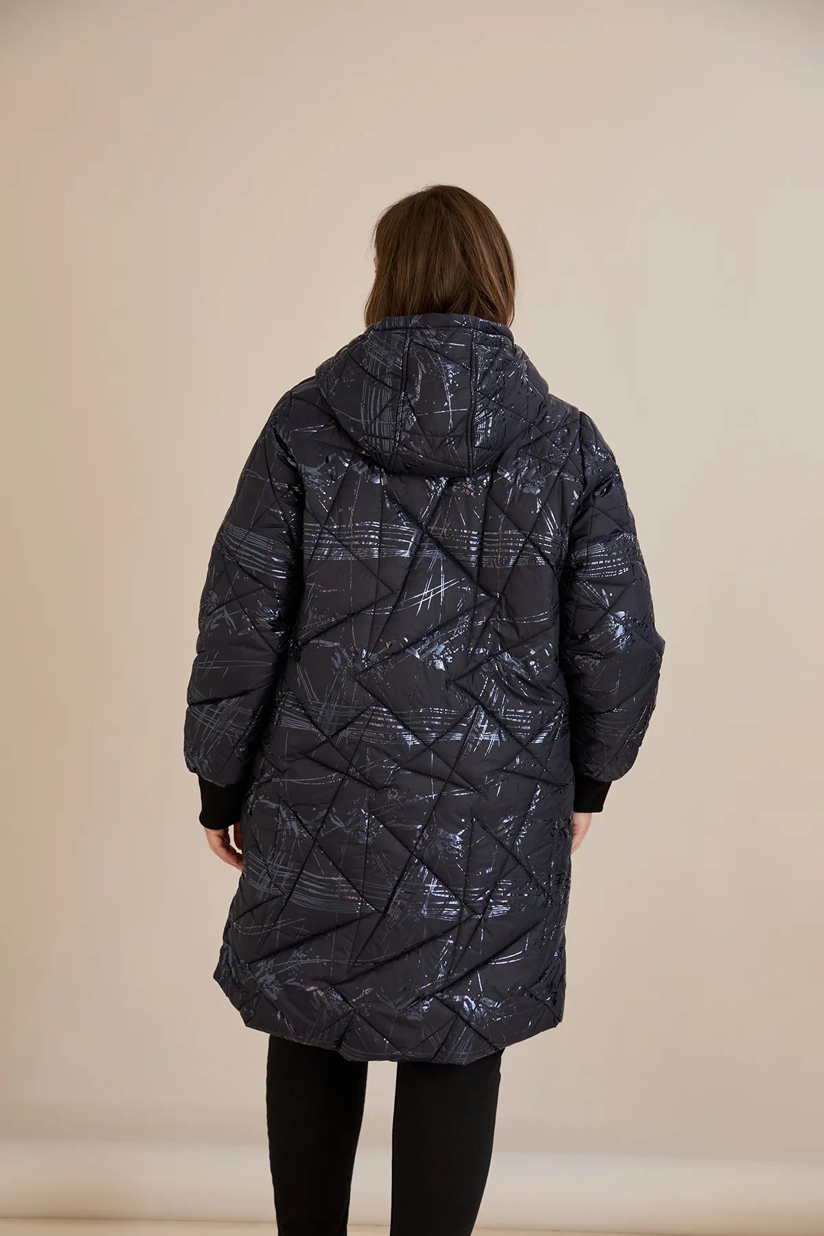 Geacă mărime mare matlasată cu croială în A – bleumarin