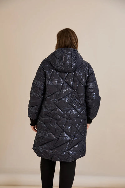 Geacă mărime mare matlasată cu croială în A – bleumarin