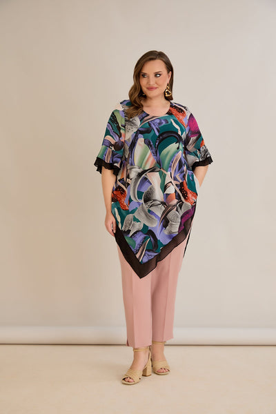 Tunica marime mare din sifon - flori