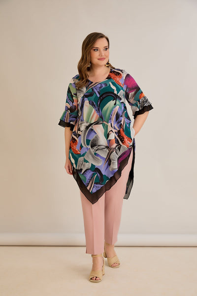 Tunica marime mare din sifon - flori