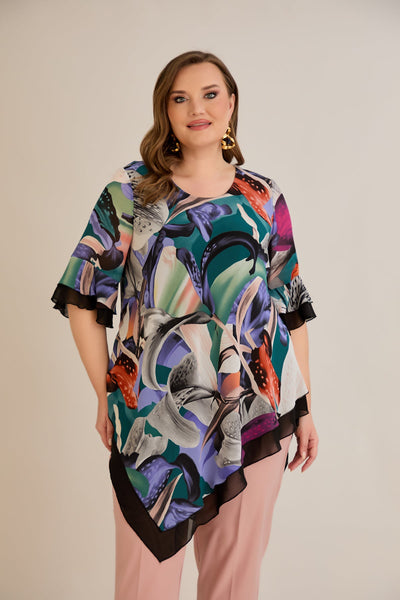 Tunica marime mare din sifon - flori