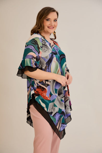 Tunica marime mare din sifon - flori