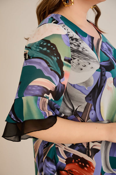Tunica marime mare din sifon - flori